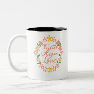 Faith Hope Love Tweekleurige Koffiemok