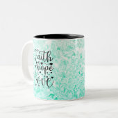 Faith Hope Love Tweekleurige Koffiemok (Voorkant links)