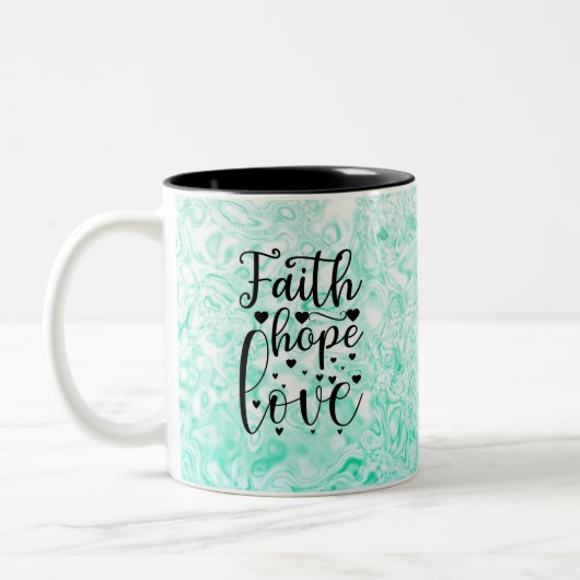 Faith Hope Love Tweekleurige Koffiemok (Links)