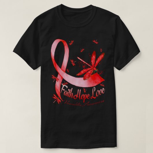 Faith Hope Love Vasculitis Awareness Dragonfly T-shirt (Design voorkant)