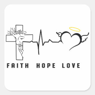 FAITH HOPE LOVE VIERKANTE STICKER