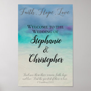 Faith Hope Love Waterverf Bijbel Verse Wedding Poster