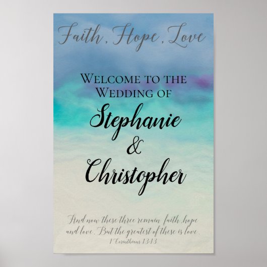 Faith Hope Love Waterverf Bijbel Verse Wedding Poster (Voorkant)