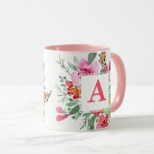 Faith Hope Love waterverf bloemen Monogram Mok (Voorkant rechts)