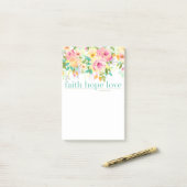 Faith Hope Love | Waterverf Floral Post-it® notes (Op bureau)