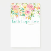 Faith Hope Love | Waterverf Floral Post-it® notes (Voorkant)