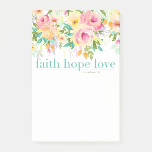 Faith Hope Love | Waterverf Floral Post-it® notes (Voorkant)