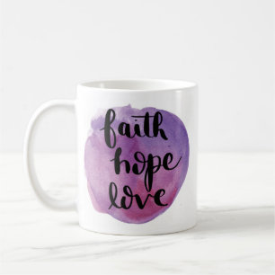 Faith Hope Love Waterverf Paarse Mok