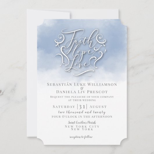 Faith Hope Love Wedding Invitation | Heaven Sent Kaart (Voorkant)