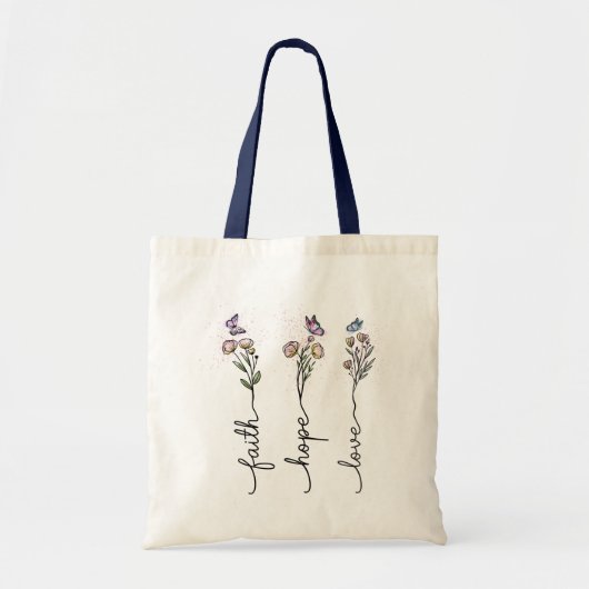 Faith hope love Wildflower Quote Tote Bag (Voorkant)