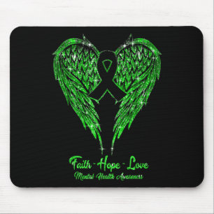 Faith Hope Love Wings Ribbon Green Mental Health A Muismat