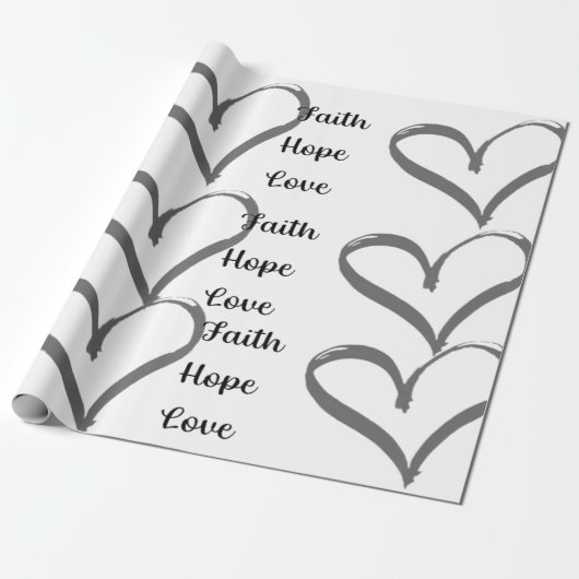 Faith, Hope, Love wrapping paper Cadeaupapier (Uitgerold)
