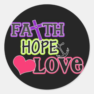 Faith Hope Love (zwart) Ronde Sticker