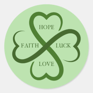 Faith, Hope, Luck, Love Ronde Sticker