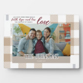 Faith HopeLove Modern Beige Family Photo Scripture Fotoplaat (voorkant)