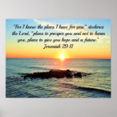 FAITH IN GOD JEREMIAH 29:11 BIBLIOTHEEK VERSUNRISE POSTER (Voorkant)