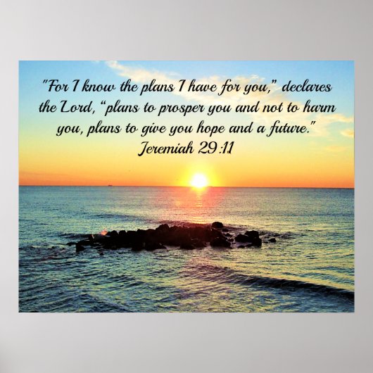 FAITH IN GOD JEREMIAH 29:11 BIBLIOTHEEK VERSUNRISE POSTER (Voorkant)