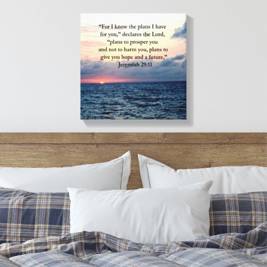 FAITH IN JEREMIAH 29:11 SUNRISE VERSE CANVAS AFDRUK (Insitu (Slaapkamer))