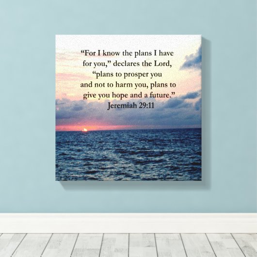 FAITH IN JEREMIAH 29:11 SUNRISE VERSE CANVAS AFDRUK (Insitu (Houten vloer))