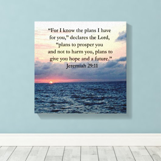 FAITH IN JEREMIAH 29:11 SUNRISE VERSE CANVAS AFDRUK (Insitu (Houten vloer))