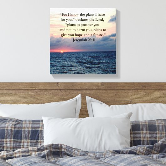 FAITH IN JEREMIAH 29:11 SUNRISE VERSE CANVAS AFDRUK (Insitu (Slaapkamer))