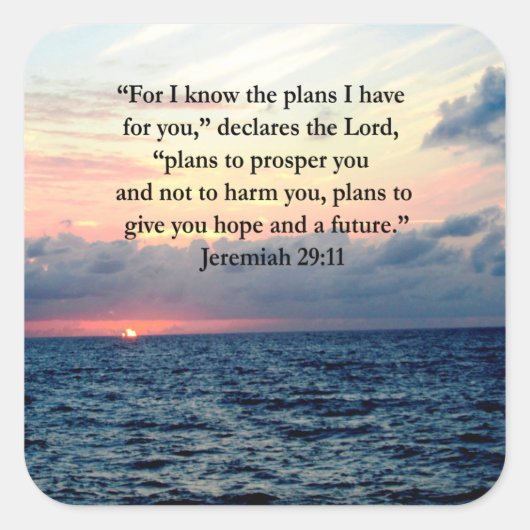 FAITH IN JEREMIAH 29:11 SUNRISE VERSE VIERKANTE STICKER (Voorkant)