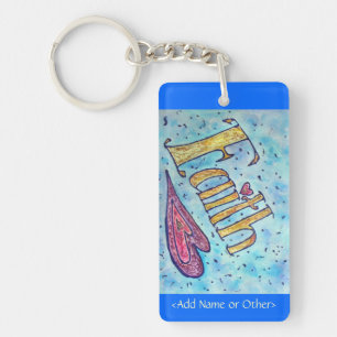Faith Inspirerend Word Art Sleutelhanger - aangepa