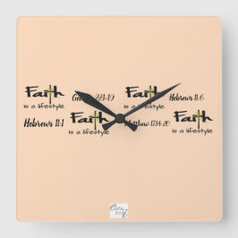 "Faith is a Lifestyle" Wall Clock Vierkante Klok