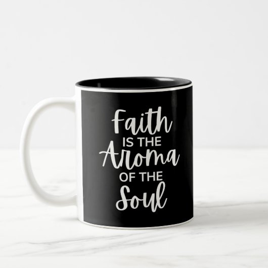 Faith is de Aroma van de soep Tweekleurige Koffiemok (Links)