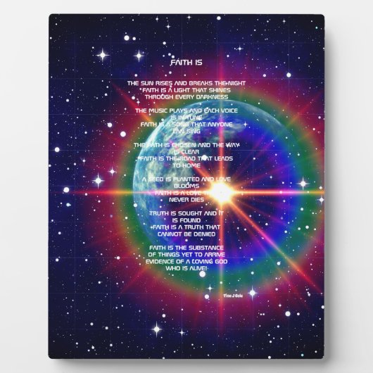 'Faith Is' Gedicht Tafelblad Plaque Fotoplaat (Voorkant)