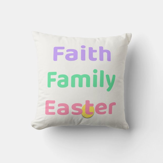 Faith & Joy Easter Pillow – Faith Family Easter Kussen (Voorkant)