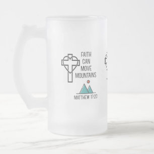 Faith kan bergen Christelijke bijbelcitaat verplaa Matglas Bierpul