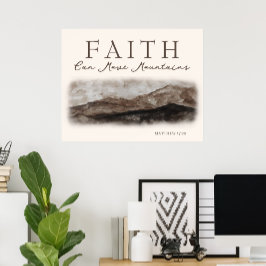 Faith kan bergen rotky Landscape Painting verplaat Poster