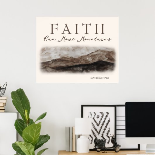 Faith kan bergen rotky Landscape Painting verplaat Poster
