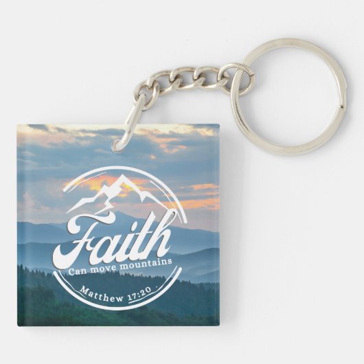 Faith kan bergen verplaatsen sleutelhanger (Achterkant)