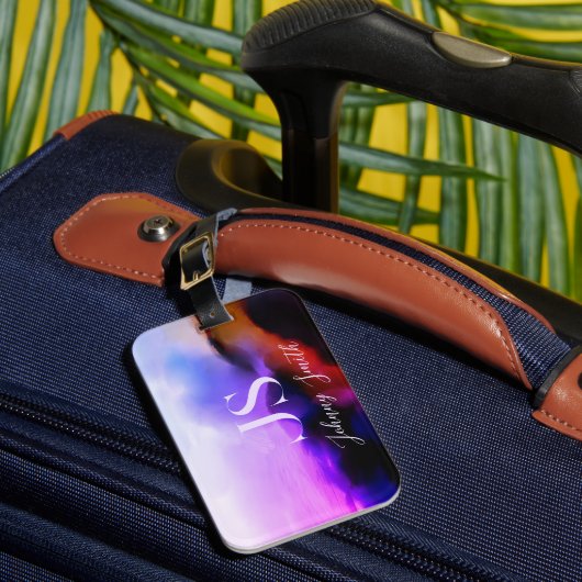 Faith kan Miracles Ombre Cliff Monogram maken Bagagelabel (Voorkant Insitu 1)