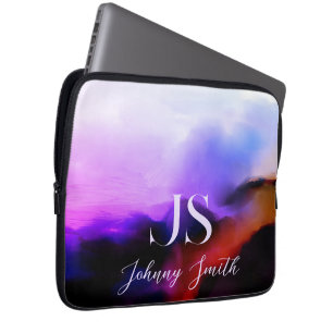 Faith kan Miracles Ombre Cliff Monogram maken Laptop Sleeve