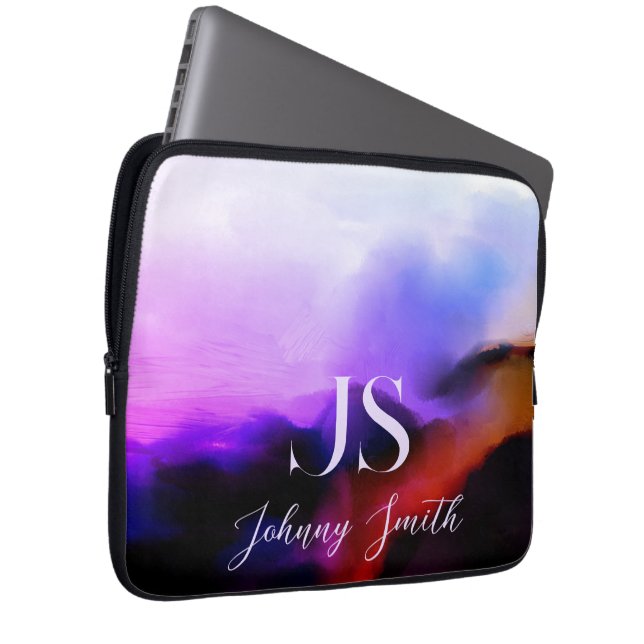 Faith kan Miracles Ombre Cliff Monogram maken Laptop Sleeve (Voorkant Rechts)