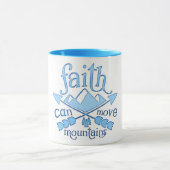 Faith kan Mountains Blue Typografie bewegen Mok (Midden)