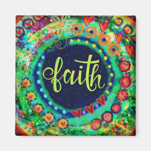 Faith Kleurrijke grillige trendy Inspirerend Magneet (Voorkant)