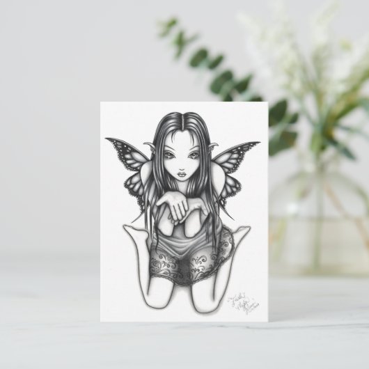 "Faith" Kneeling Butterfly Fairy Art Briefkaart (Staand voorkant)