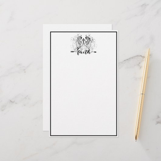 Faith kruis briefpapier (Voorkant / Achterkant in situ)