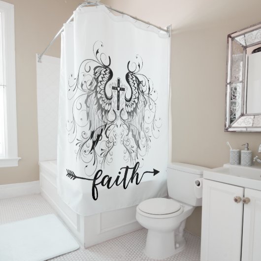 Faith kruis douchegordijn (In situ)