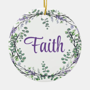 Faith Lavender Eucalyptus paarse bloemen groen Keramisch Ornament