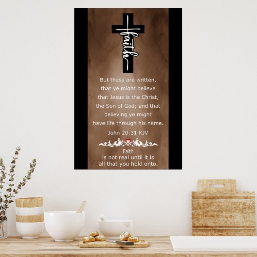 Faith Life Through Jesus Name Poster (Keuken)