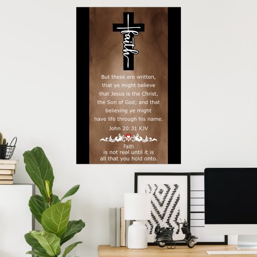 Faith Life Through Jesus Name Poster (Thuiskantoor)