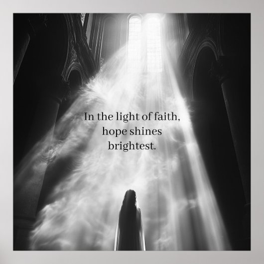 Faith Light in Church Inspirerend Hoop Quote Poster (Voorkant)