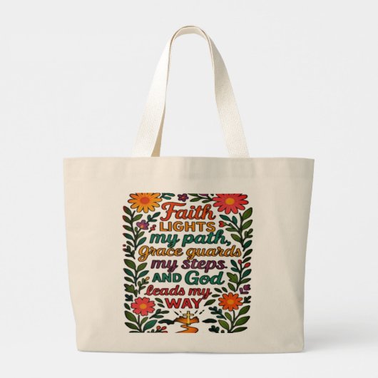  Faith Lights My Path Christian Art - Inspirationa Grote Tote Bag (Achterkant)