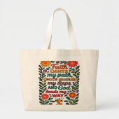  Faith Lights My Path Christian Art - Inspirationa Grote Tote Bag (Voorkant)