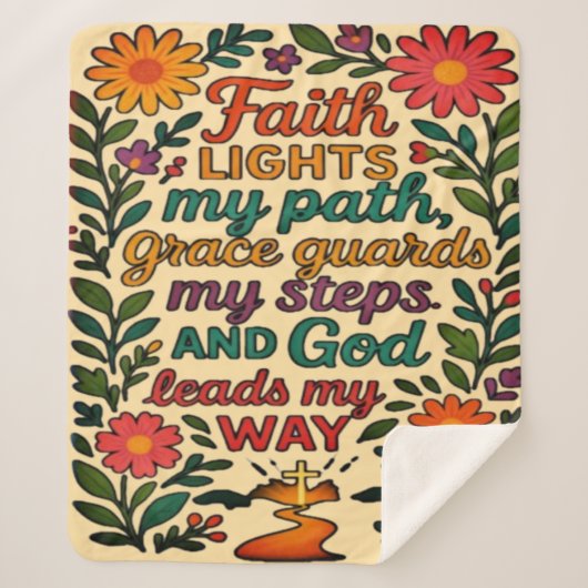  Faith Lights My Path Christian Art - Inspirationa Sherpa Deken (Voorkant)